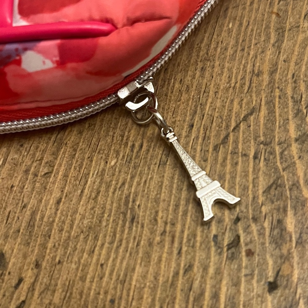 Lancôme Paris Cosmetic Makeup Bag Lip Print Travel Train Case Eiffel Tower Charm - Picture 2 of 6